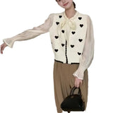 New Spring Style Xiaoxiangfeng Love Hollow Knitted Cardigan Women's French Gentle Aging Loose Long-Sleeved Blouse-Outfit