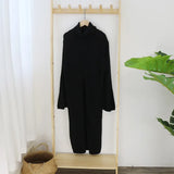 Fashion Knitted Turtleneck Long Sweater Women Front Split Office Solid Pullover Autumn Winter Elegant Jumper