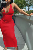 Sexy Bodycon Wrap Maxi Sundress Women Ribbed Elastic Black White Solid Long Dress Female Club Party Pencil Dresses