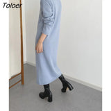 Turtleneck Sweater Dress Women 2023 Winter Oversized Vintage Elegant Woolen Dresses Women Clothing Autumn Chic