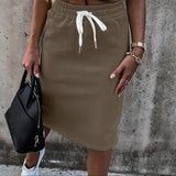 Skirts Suit Sleeveless Sweatshirt Solid Women Skirt Suits Slim Crop Tops+Split Drawstring Bottom Summer Fashion