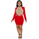 Rhinestone Pearl Mesh Glam Dresses Sexy Evening Party Wear Women Clothing 2023 Fashion Club Bodycon Dress