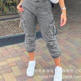 Mid-waist Jeans Trousers 2023 New Women Side Pockets Fashion Vintage Blue Streetwear Feet
