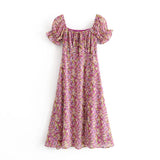 Women's Chiffon Floral Short-Sleeved Dress