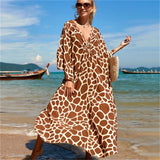 Toloer Middle Woven Polyester Loose Plus Size Bikini Smock Beach Dress Sunscreen Beach
