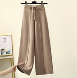 Version Of The Lazy Suit Women 2025 New Autumn And Winter Thick Thick Knitted Knitted Knitted Wide Leg Pants Two