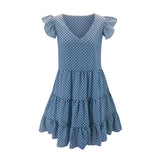 Dress 2021 Women Ruffle Spring Street Sexy Casual Slim Thin Beach Party O Neck Mini Polka Dot Dress Vestidos De