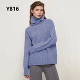 Elegant Solid Knitted Two Piece Set Women Turtleneck Batwing Long Sleeve Loose Sweater Full Length Casual Wide Leg