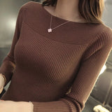 Korean Style Sweater Knitted Pullover Women 2021 Spring Casual Long Sleeve Sweaters Jumper Women Slim White Pull