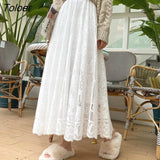 Skirts Women Lace Ankle-length High Waist Skirt for Ladies Loose Casual Retro Soft Korean Streetwear Trendy All-match