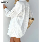 White Elegant Jacquard Fabric Soft Vacation Suits Women Long Sleeves Shirts And Hot Pants Two Pieces Outfits
