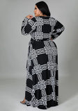 Plus Size Print Wrap Maxi Dress with
