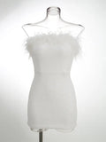 High-End Cross-Border Women's Sexy Bareback Ostrich Hairy Twilight Dress Temperament