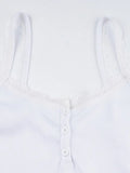 Trim Ribbed Crop Cami Top with Button