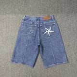 Devil Island Jeans Star Embroidered Jacket High Street Vintage Shorts-Outfit
