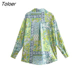 ZBZA Woman 2023 Casual Blouses Summer Spring Fashion Long Sleeve Vintage Print Loose Long Shirts Female Tops