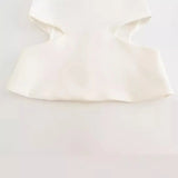 New Open Design Solid Color Collar Short Blouse 7853707-Outfit