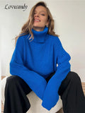 Women Knitted Turtleneck Sweaters Autumn Winter Thicken Warm Long Sleeve Pullover Tops Casual Loose Ladies Street Jumper