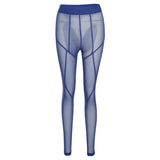 Sisterlinda Sexy Mesh See Through Skinny Summer Pants Women High Waist Fitness Striped Leggings Body-Shaping Pantalones De