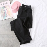 Women High Waist Denim Streetwear Plus Size Loose Harem Ankle-length Trousers Womens Velvet Warm Casual All-match