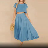 Casual White Solid Women Skirt Set Sleeveless Crop Tops And Button Pockets Skirts Ladies Suit Summer Beach Style