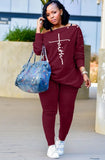 Print Slash Shoulder Shirt and Pants Casual 2 Piece