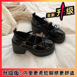Mary Jane Shoes Women's Summer 2025 New Shallow Thick Heel Single Shoe Bow With Skirt Jk Small Leather