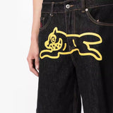 Sales Hip-Hop Flying Dog Printed Denim Shorts Men's High Street Trend Brand Ins Leisure Five-Cent Pants-Outfit