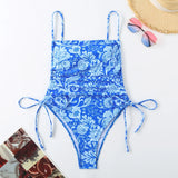 2025 New Swimsuit Print Holiday Style Drawstring Skinny Sexy Bikini