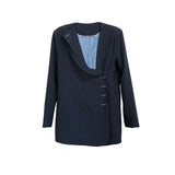 Striped Asymmetrical Blazer For Women Notched Long Sleeve Casual Loose Oversized Blazers Female 2022 Autumn