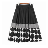 High Elastic Waist Black Dot Striped Printed Long Casual Half-body Skirt Women Fashion Tide New Spring Autumn 2023