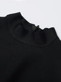 Black Summer Dress For Women Round Neck Sleeveless High Waist Solid Patchwork Feathers Midi Dresses Female