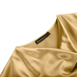 Celmia 2022 Stylish Women Short Sleeve Satin Tops Summer Blouse Cowl Neck Tunic Shirt Elegant Casual Solid Party Blusas