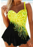 Bikini V-Neck Solid Tassel Plus Size One Piece