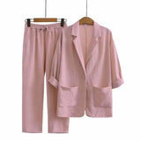 Linen Pants Set Two Piece Set Women Holiday Vintage Boho Maxi Shirt Spring Summer Loose Work Streetwear Y2k 2023 Outfits-Outfit