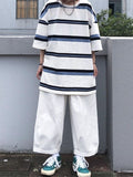Contrast Color Hip Hop Oversized Stripe Short Sleeve