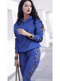 Spring Women's Clothing Hot Fashion Casual Pure Stripe Two Sets Of Sportswear Women's