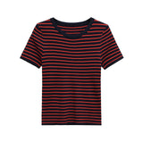 Homemade New Women's Classic Oceanic Short Sleeve Striped Knitted
