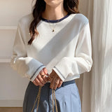Long-Sleeved T-Shirt Women's New Design Is Full Of Impact Color Round-Neck Waffle Top And Bottom Shirt.-Outfit