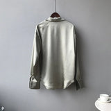 Shirts Fashion Long Sleeve Blouse Women Autumn Vintage Button Up White Loose Woman's Shirts Female Silk Shirt Women