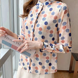 dot printing ladies shirts Women's Blouses 2021 Spring Autumn Long Sleeve Shirts Tops Blusas