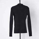 Black Patchwork Mesh Women's Sweater Turtleneck Long Sleeve Korean Fashion Slim Colorblock Sweaters Female 2021