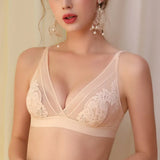 Sexy Wireless Bras for Women Ultra Thin Lace Bralette Deep V Plunge