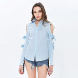 Hollow Out Bowknot Women's Shirt Sexy Off Shoulder Solid Blouse Female Tops Casual Clothes 2020 Fashion