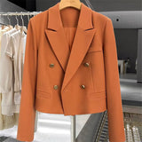 Toloer Jacket Female 2024 Coffee Color Autumn New Temperament Fried Street Short Short Casual Suit Woman-Outfit