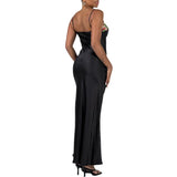 Women Sling Bodycon Flower Embroidery Long Dress Evening Party Summer Clothes Sleeveless Skinny Dress Sexy Club-Outfit
