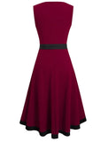 Vintage O-Neck Sleeveless Solid Bow A-line Midi