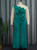 Single Shoulder Collar Sleeveless Jumpsuit Fashion Three-Dimensional Flower Jumpsuit