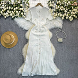 Small Fragrant High-End Hollow Wood Ear Lace Crate Trim Slimming Knitted Dress