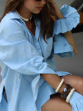 Cuffs Removable Solid Women's Sharp Collar Shirt Loose Fashion Casual Material